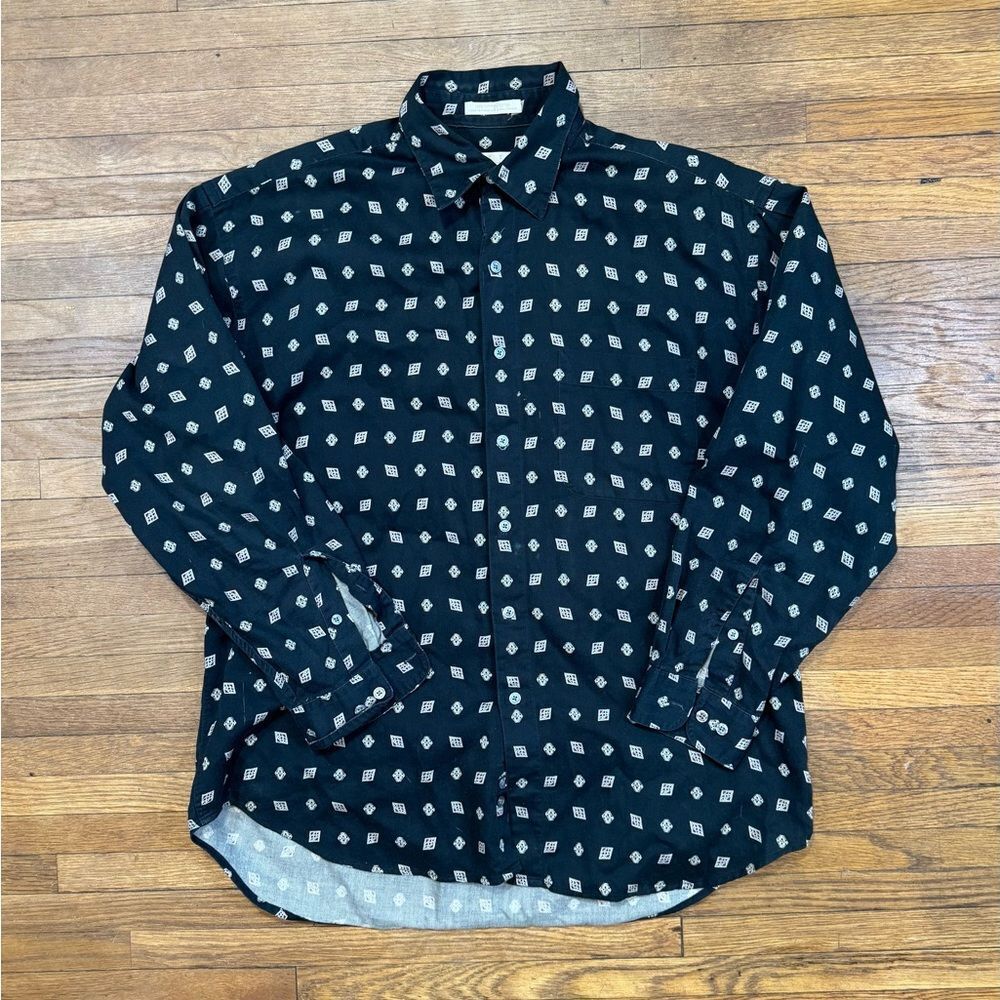 Perry Ellis Men's Black Patterned Shirt